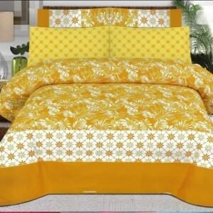 Bright Yellow Flowers Pure Cotton Printed Bedsheet