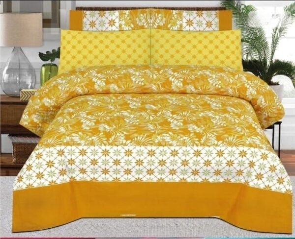 Bright Yellow Flowers Pure Cotton Printed Bedsheet