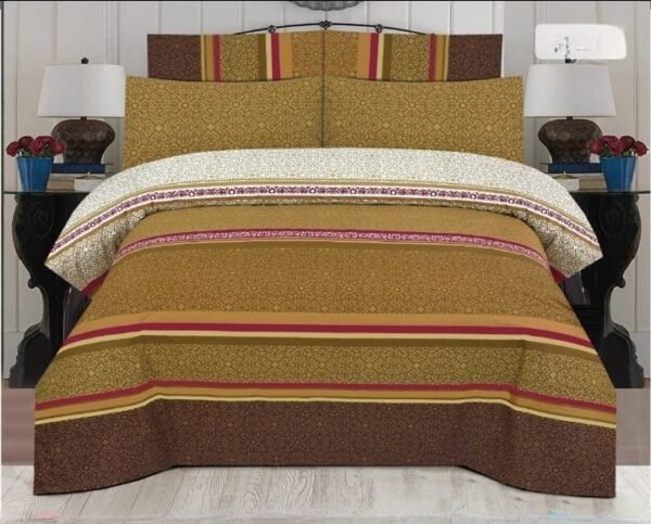 Dark Brown Lining Pure Cotton Printed Bedsheet