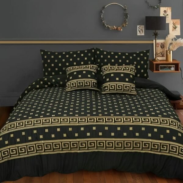 Black Solid Embroidered BedSheet