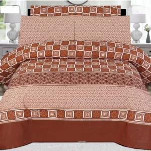 Clay & Square Flower Printed BedSheet