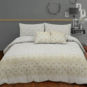 White Elegant Golden Embroidered Bedsheet