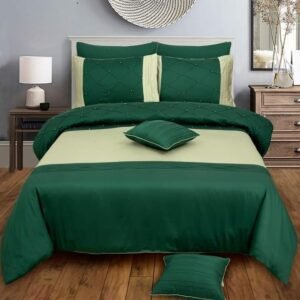 Pintuck Ash Duvet Bedding Set (Green & Off White)