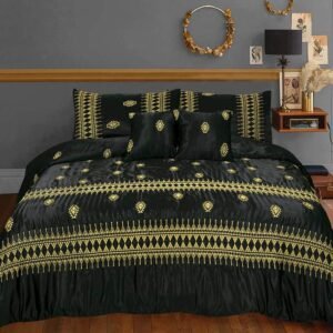 Black & Golden Embroidered Bedsheet