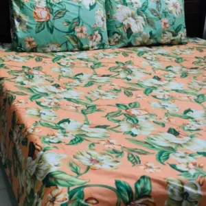 Multi Colours With Contrast Pillows Printed Bedsheet