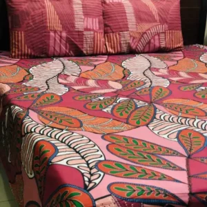 Deep Pink Multi Colour Printed Bedsheet