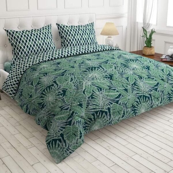 Green Leaves Printed Bedsheet Set