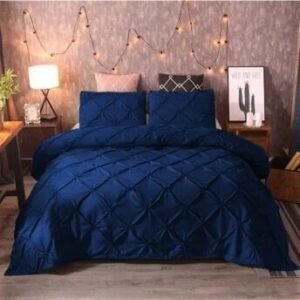 Pintuck Ash Duvet Bed Set (Navy Blue)