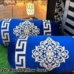 2 Pcs Velvet Round Gao Pillow Cover - Blue