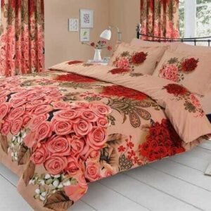 PinkRose Flowers Printed Bedsheet Set