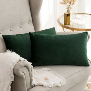 2Pcs Premium Velvet Pillow Cover - Emerald Green