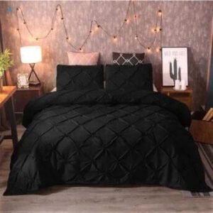 Pintuck Ash Duvet Bed Set (Black)
