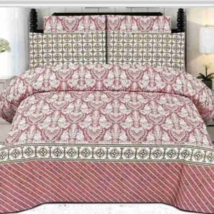 Pink Cotton Printed Bedsheet Set