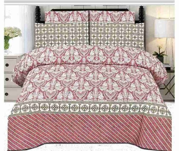 Pink Cotton Printed Bedsheet Set