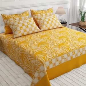 Yellow and Flowers Printed Bedsheet Set