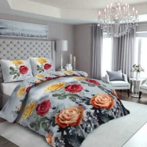 Printed Flowers Satin Bedsheet Set