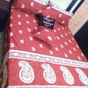 Embroidered Quilted Bedsheet Set Design (Mahroon)