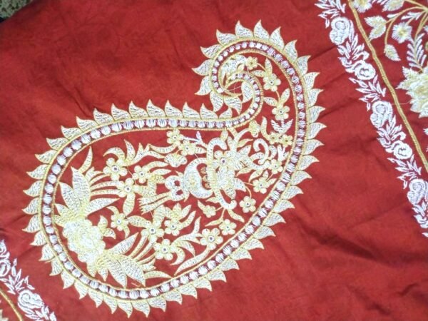 Embroidered Quilted Bedsheet Set Design (Mahroon)