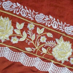 Embroidered Quilted Bedsheet Set Design (Mahroon)