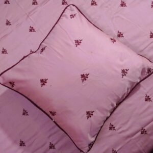 Embroidered Quilted Bedsheet Set Design (Baby Pink)