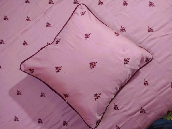 Embroidered Quilted Bedsheet Set Design (Baby Pink)