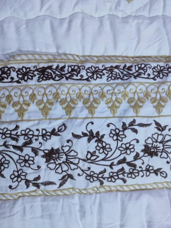 Embroidered Quilted Bedsheet Set Design (White)