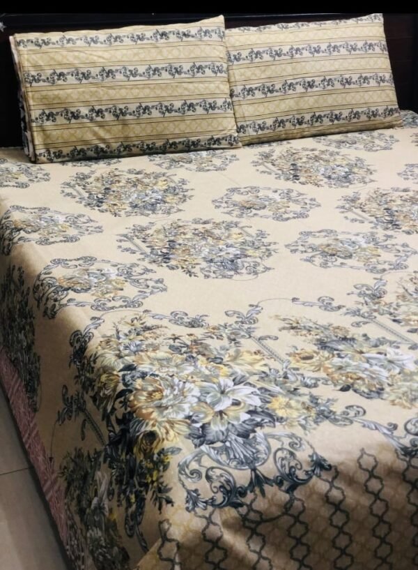 Printed Pure Cotton Bedsheet Set (Flower Bunches)