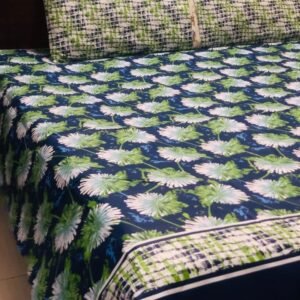 Printed Pure Cotton Bedsheet Set (Navy Blue)