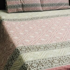 Printed Pure Cotton Bedsheet Set (Baby pink)