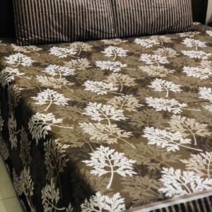 Printed Pure Cotton Bedsheet Set (Brown with leaves)