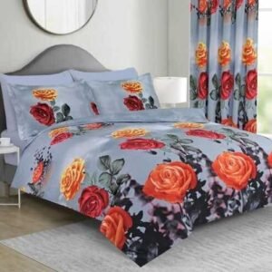 Orange Flowers Print Bedsheet Set