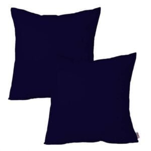 2Pcs Plain Dyed Cushion Covers - Navy Blue