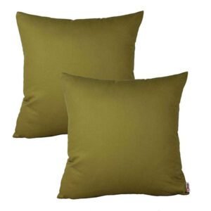 2Pcs Plain Dyed Cushion Covers - Olive Green