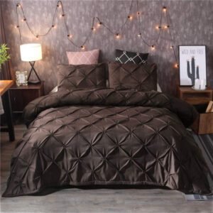 Pintuck Ash Duvet Bed Set (Dark Brown)