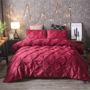 Pintuck Ash Duvet Bed Set (Maroon)