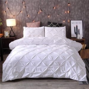 Pintuck Ash Duvet Bed Set (White)