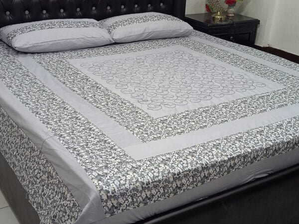 Printed Patchwork Embroidered BedSheet Design