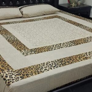 Printed Patchwork Panel Embroidered Sheet Cheeta Design