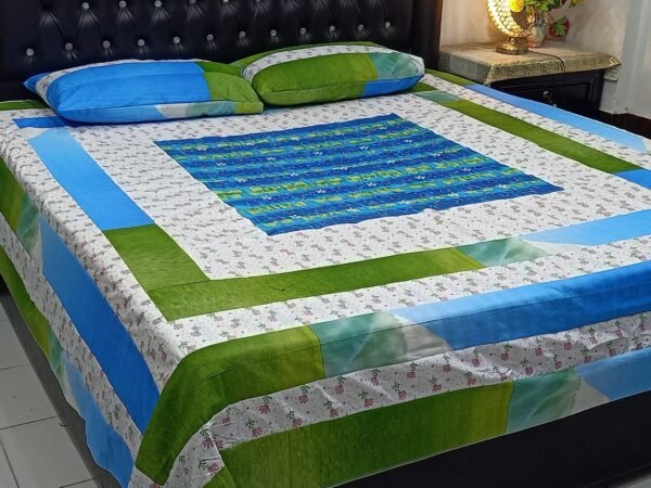 Printed Patchwork Embroidered Sheet Design Multi Colours