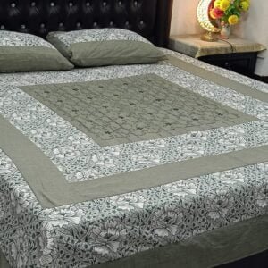 Printed Patchwork Panel Embroidered BedSheet Design