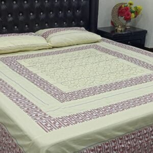 Printed Patchwork Embroidered Sheet Design - Off White