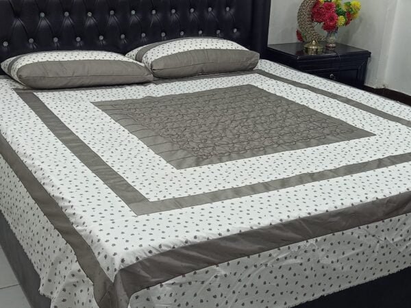 Printed Patchwork Panel Embroidered BedSheet Design