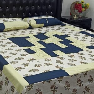 Printed Patchwork Embroidered Sheet Bunches Design