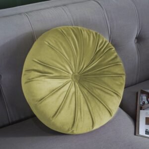 Round Pumpkin Style Pleated Velvet Sofa Cushion - Lime Green