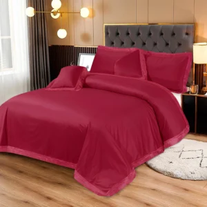 5Pcs Luxury Velvet Bridal Bedding Set (Pink)