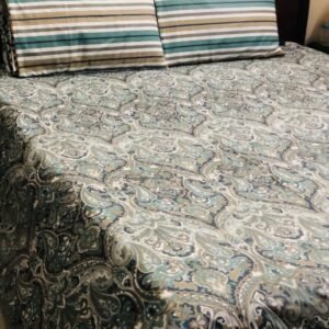 Printed Pure Cotton Bedsheet Set (Sober Design+lining Pillows)