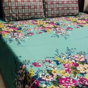 Printed Pure Cotton Bedsheet Set (Colorful Flowers)