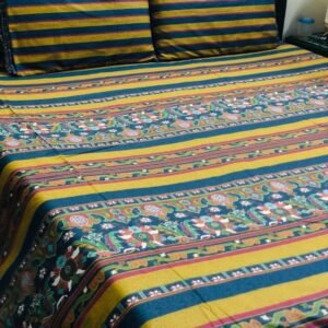 Printed Pure Cotton Bedsheet Set (Multi lining)