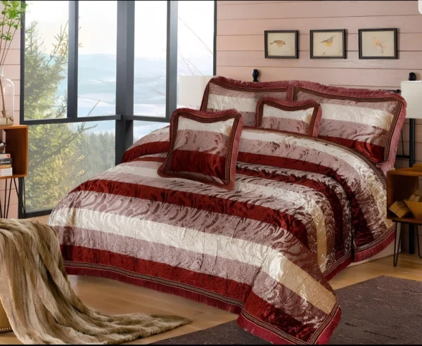 5Pcs Heavy Palachi Bridal Bedding Set (Multi Stripes)