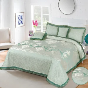 5Pcs Heavy Palachi Bridal Bedding Set (Sea Green)